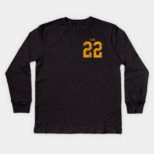 Caitlin Clark Yellow Distressed Jersey Number 22 Kids Long Sleeve T-Shirt